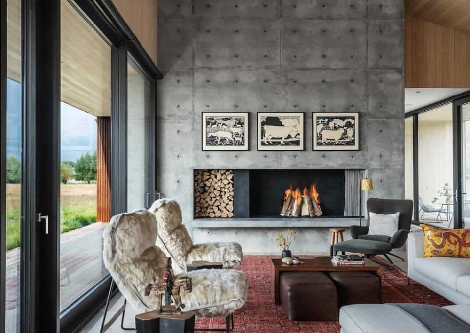 Concrete Wall Gray Living Room Ideas Clbarchitects