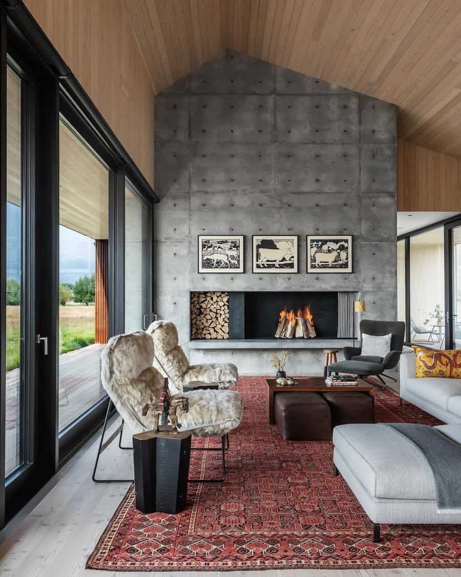 Concrete Wall Gray Living Room Ideas Clbarchitects