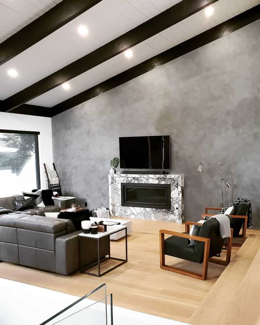 Concrete Wall Gray Living Room Ideas Renomoneypit