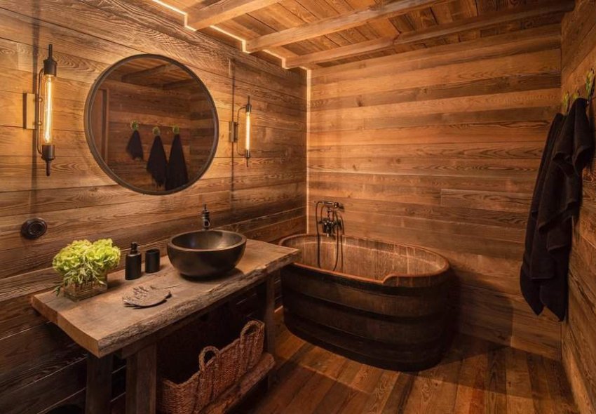 Wood Rustic Bathroom Aislamiento Hu